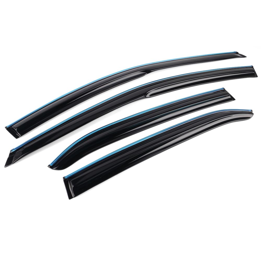 Tape On Outside Mount Window Visor With Chrome Trim Compatible With 2018-2024 Toyota Camry, Acrylic Smoke/Tinted Air Deflector S