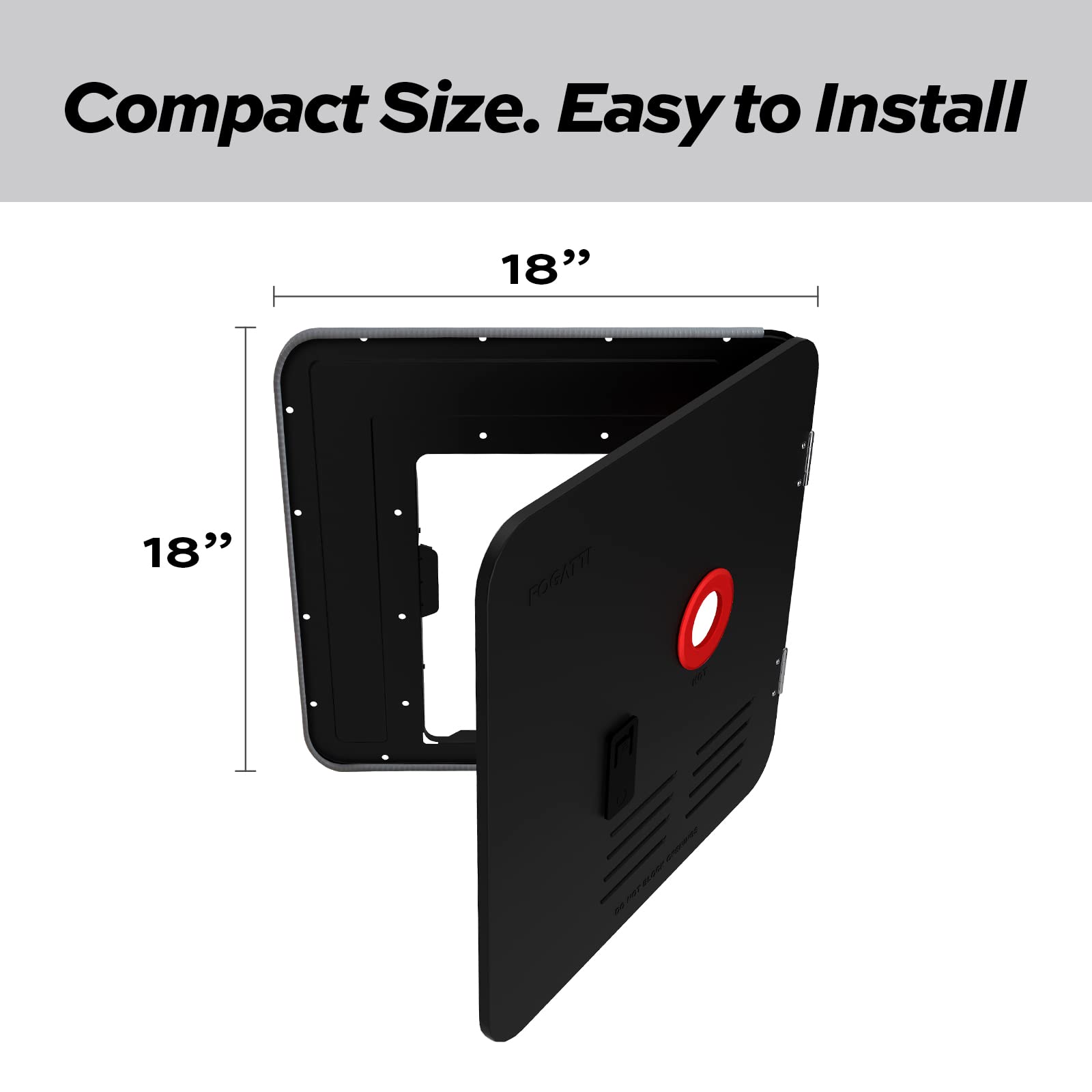 FOGATTI RV Water Heater Replacement Door Kit - 18"x18", Black, Alloy Steel, Model FS07B1S-BD-1818