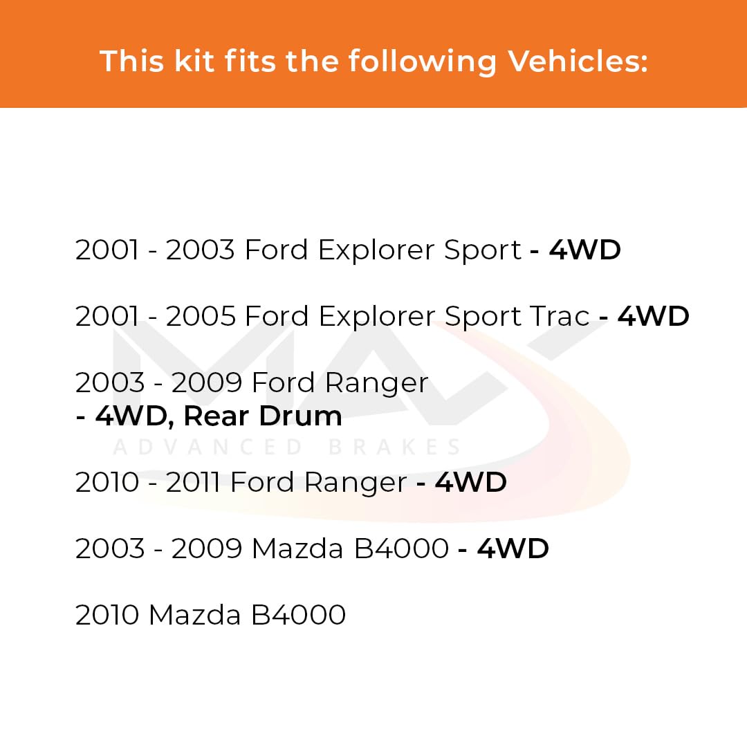 Max Advanced Brakes Front Brake Kit Compatible With 2001-2003 Ford Explorer Sport Ranger Compatible With Mazda B4000 Replacement