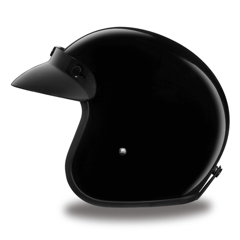 Daytona Helmets 3/4 Open Face Motorcycle Helmet - Dot Approved [Hi-Gloss Black] [2Xs]