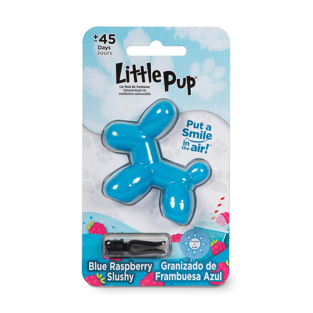 Little Pup 96613-6PK Blue Raspberry Slushy Scent Car Air Freshener Clip Provides Long-Lasting Freshness in a Compact Design, Fig