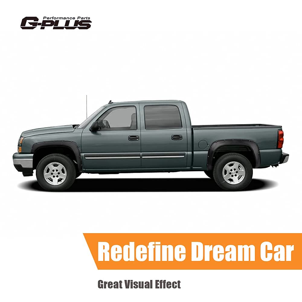 G-PLUS Pocket Rivet Fender Flares for 99-06 Chevy Silverado, Black Polypropylene, Not for Dually & Step-side Models