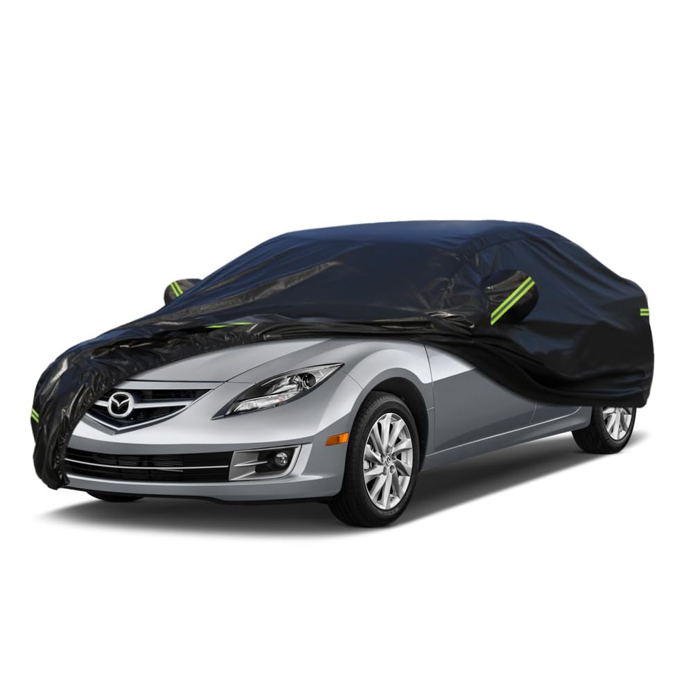 Kaugung 7 Layers Car Cover Custom Fit Mazda 6 From 2002 To 2025, Outdoor Waterproof All Weather Sun Rain Dust Snow Protection Wi