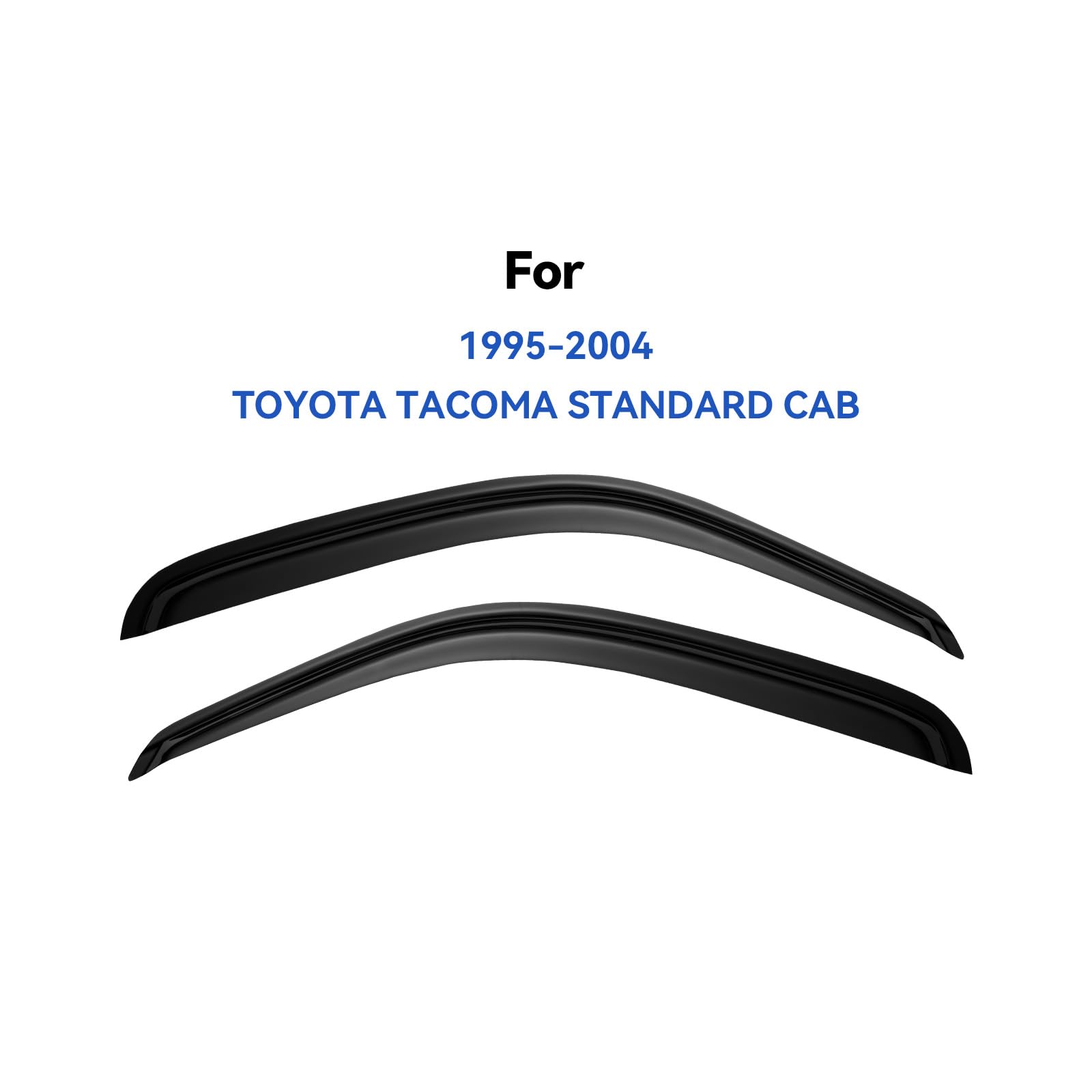 YQAUTEC Window Visors for 1995-2004 Toyota Tacoma, Dark Smoke Tinted, Acrylic, Out-Channel Deflectors, 2PCS