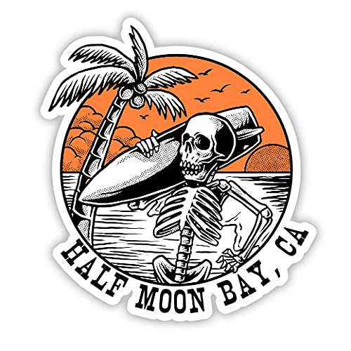 Squiddy Half Moon Bay California - Vinyl Sticker Decal for Phone, Laptop, Water Bottle (3 high)