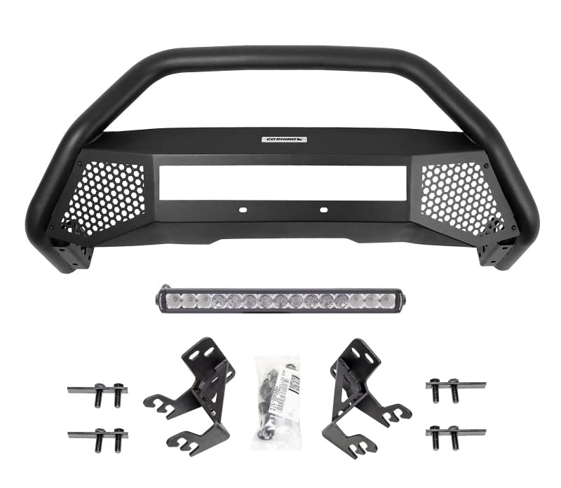 Go Rhino Rc4 Bull Bar W/ 20' Single Row Led Light Bar & Mounting Brackets | Mild Steel, Textured Black | 5488620Lt | Fits 2015 - 2024 Ford F-150 (Excludes Active Park Assist And Raptor)