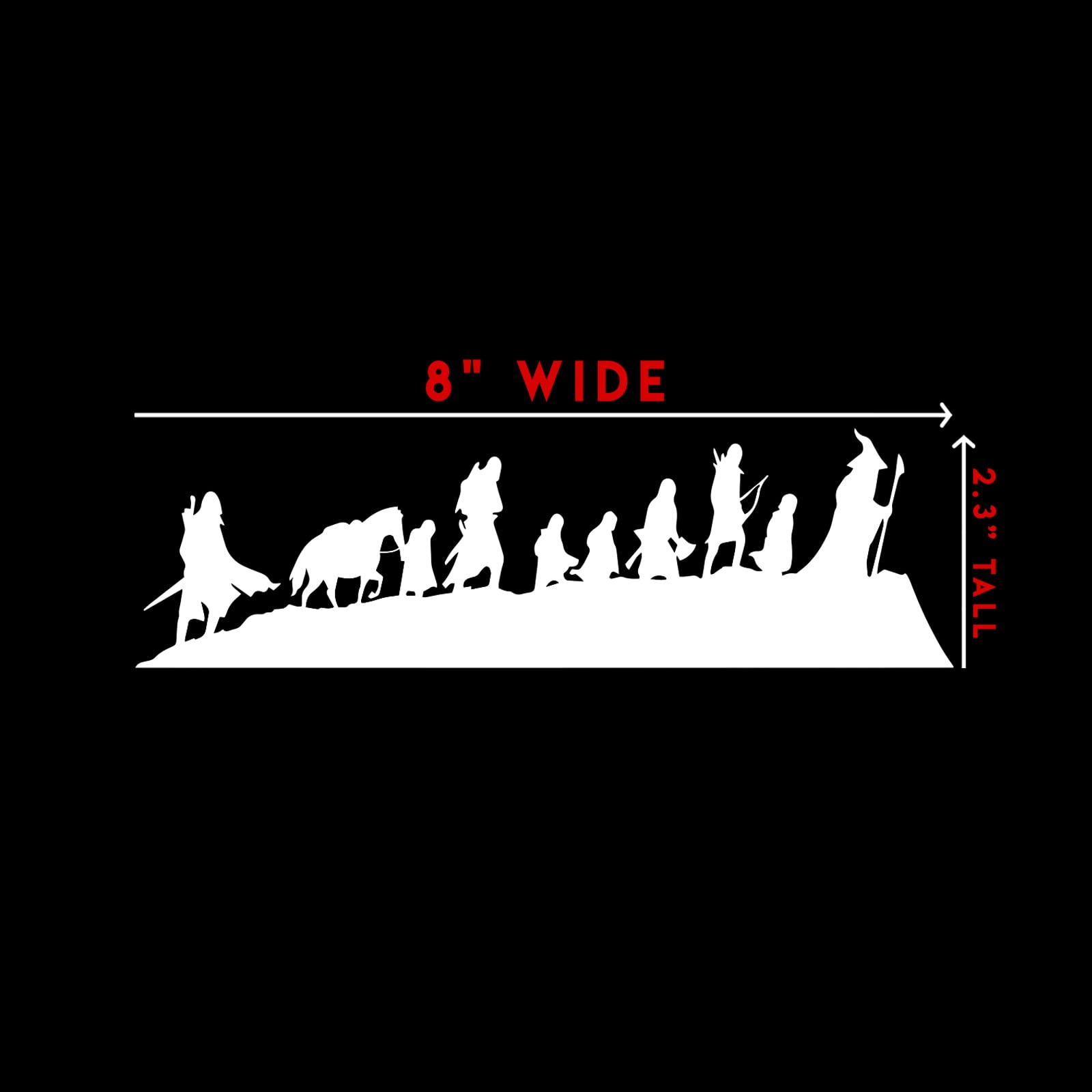 Lotr Caravan Fellowship Sticker Decal Notebook Car Laptop 8'' X 2'' (White)