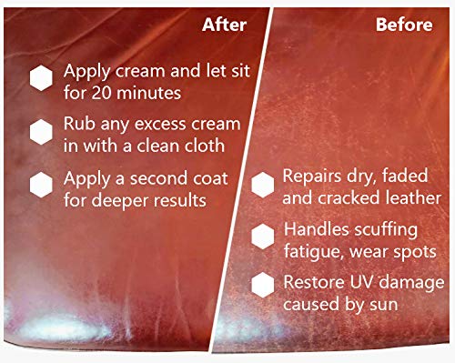 Skidmore's Leather Cream - 100% Natural Conditioner & Cleaner, 6 Oz, Tan, Non-Toxic Water Repellent for Saddles, Boots, Jackets & More