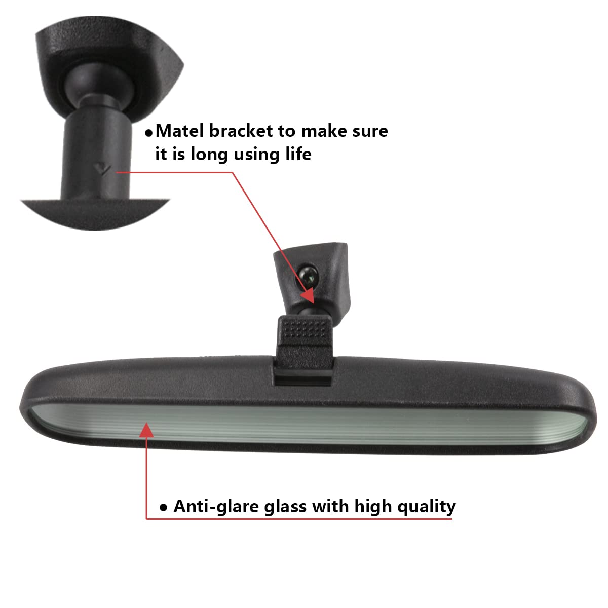 Rlb-Hilon 9.5    Rear View Mirror, Universal Fit Type, Compatible With Jeep Wrangler Kia Optima Soul Sorento Nissan Rogue Altima