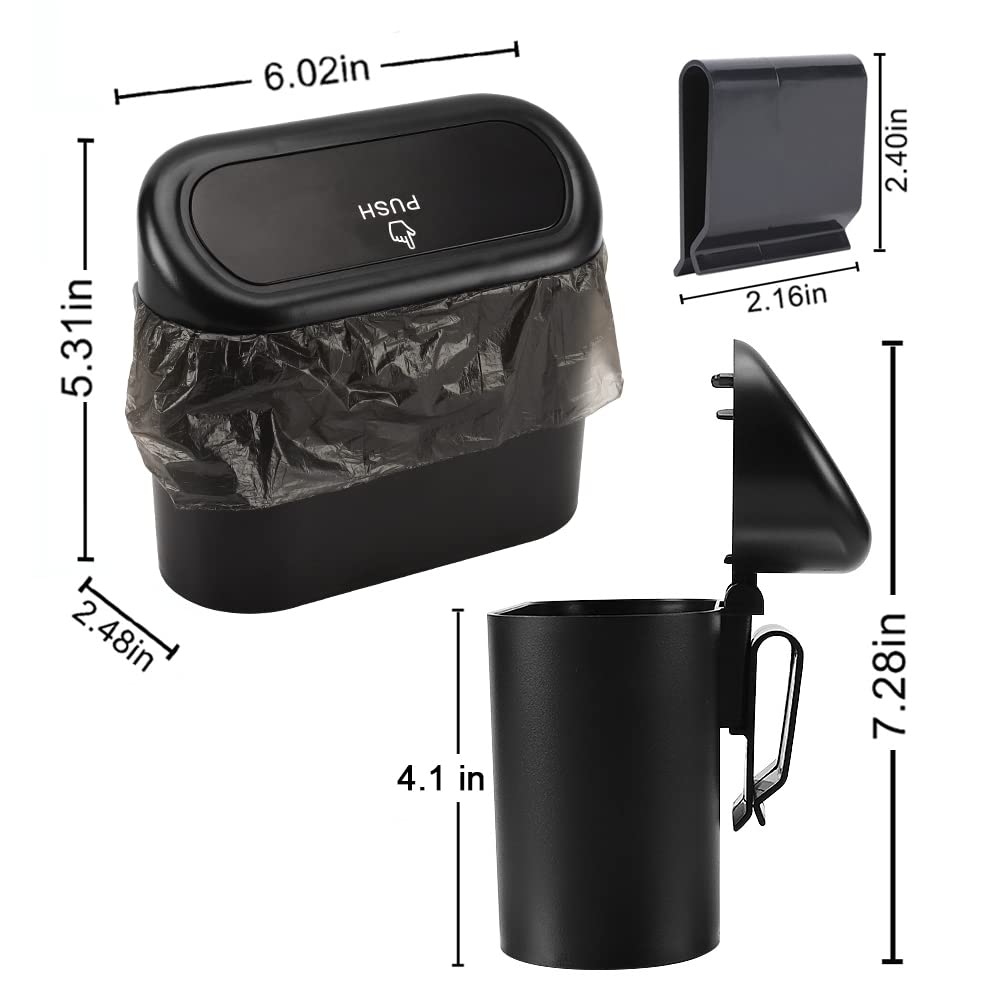 Accmor Car Trash Can With Lid, 2 Pack Mini Auto Dustbin Garbage Organizer Holder, Portable Hanging Wastebasket Trash Container B