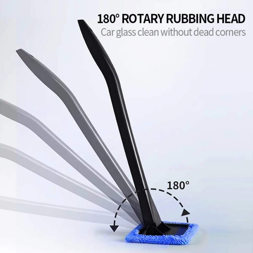 DEPOVTE Windshield Cleaner Tool Car Window Cleaner with 6 Reusable and Washable Microfiber Pads and Extendable Handle Auto Insid
