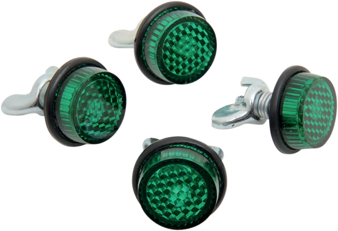 Chris Products Ch4G Green Motorcycle Mini License Plate Reflector, 4 Pack