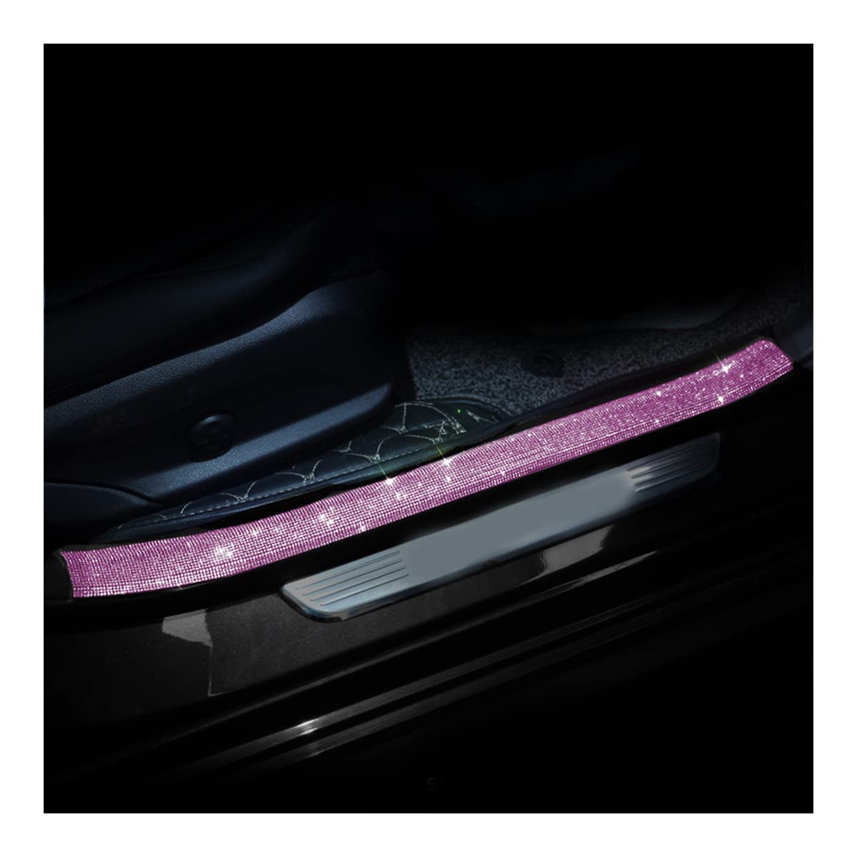 2Pcs Car Door Edge Entry Guard, Bling Anti-Collision Adhesive Sticker/Protector Strip For Car Door Sill, Rear Bumper, Universal For Most Cars, Suv, Auto Accessories For Women (Black Pink/2.8"X17.8")