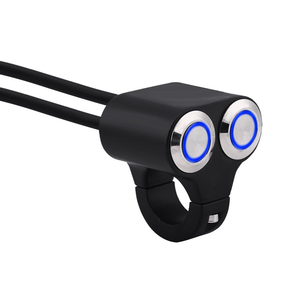 Motorcycle Handlebar Switch, 7/8Inch 22Mm Motorcycle Handlebar Switch Headlight Brake Fog Light On/Off Switch With Indicator Light(Type-A)