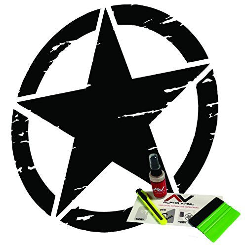 Distressed Oscar Mike Freedom Edition Star Hood Decal Fits Wrangler And All Other 4X4 Models Universal Fit 19'' Matte Black Viny