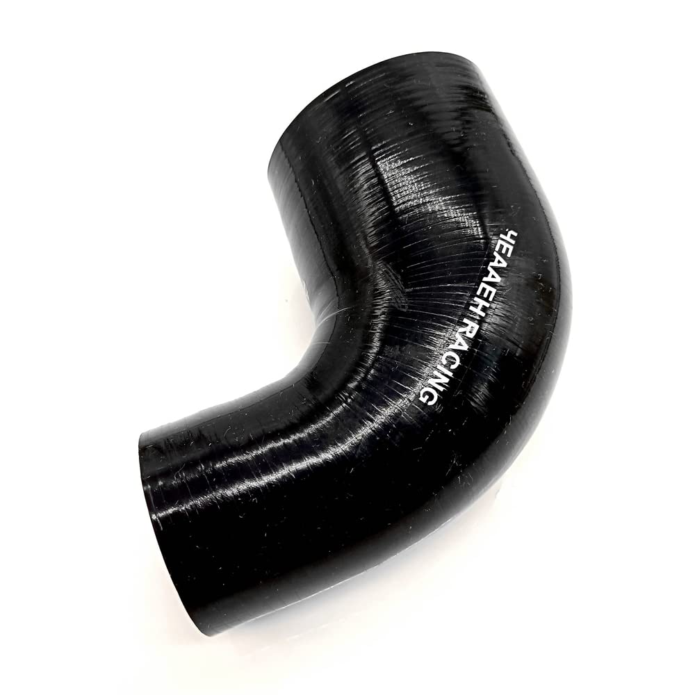Heaaeh Racing 90 Degree Id 2.5 Inch To 3.0 Inch 4Ply Reducer Silicone Hose Black (63-76Mm)