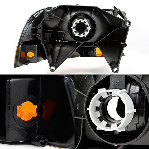 AKKON Chrome Headlight Pair Set for 1997-2004 Dodge Dakota & 1998-2003 Durango - Driver Left + Passenger Right with Signal Lamp
