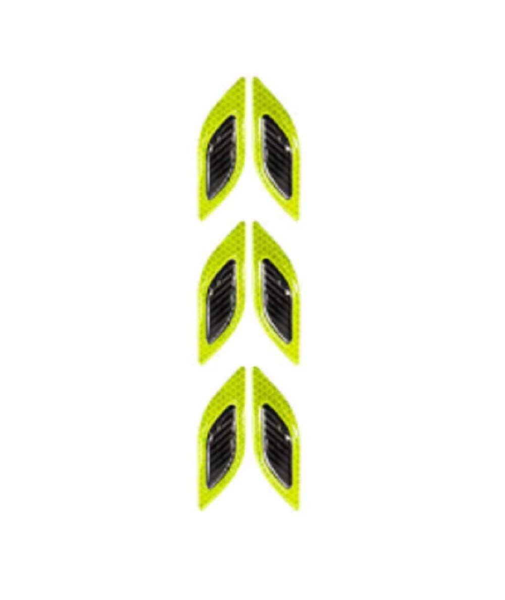 TRUE LINE Automotive Carbon Fiber Reflective Door Fender Flare Marker Trim Molding 6PC (Outer Green)