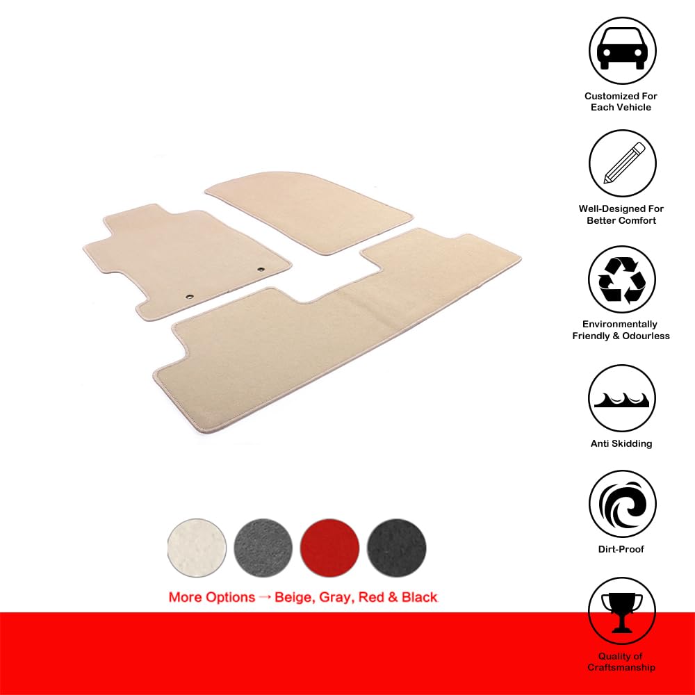 IKON MOTORSPORTS Floor Mats for 2006-2011 Honda Civic, 3PC Beige Nylon, 33x23x1 inches, Model CP030BG