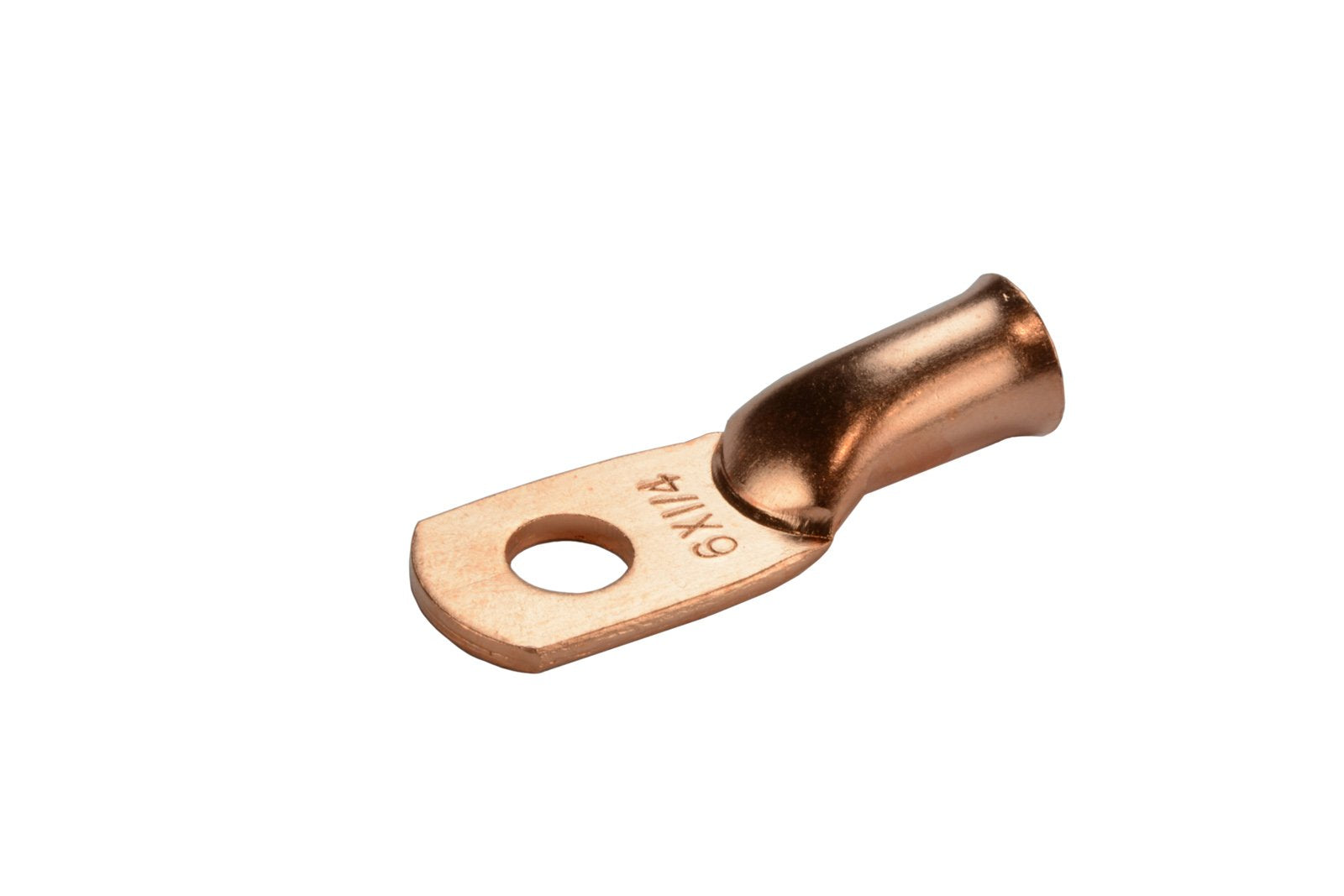 Temco 5 Pack Bare Copper Welding Battery Cable Ends, Lugs Terminal 6 Awg 1/4'' Hole (6 Awg To 1/0 Awg Options Available)