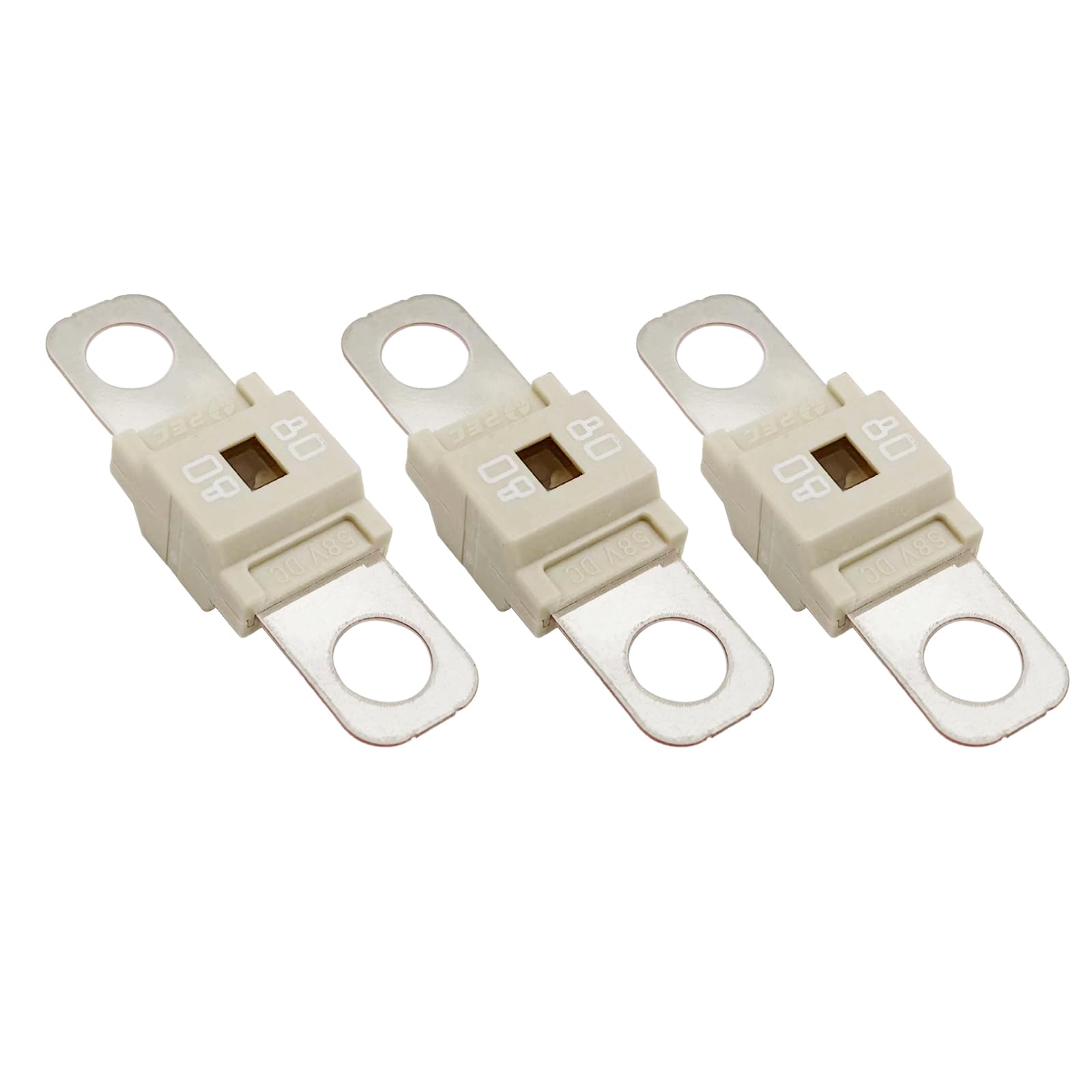 Pack of 3 AMI/Midi Fuse 80 Amp High Current Fuse Bolt-on Fuse, commonly Used in Cars, Trucks, Construction Vehicles, Agricultura