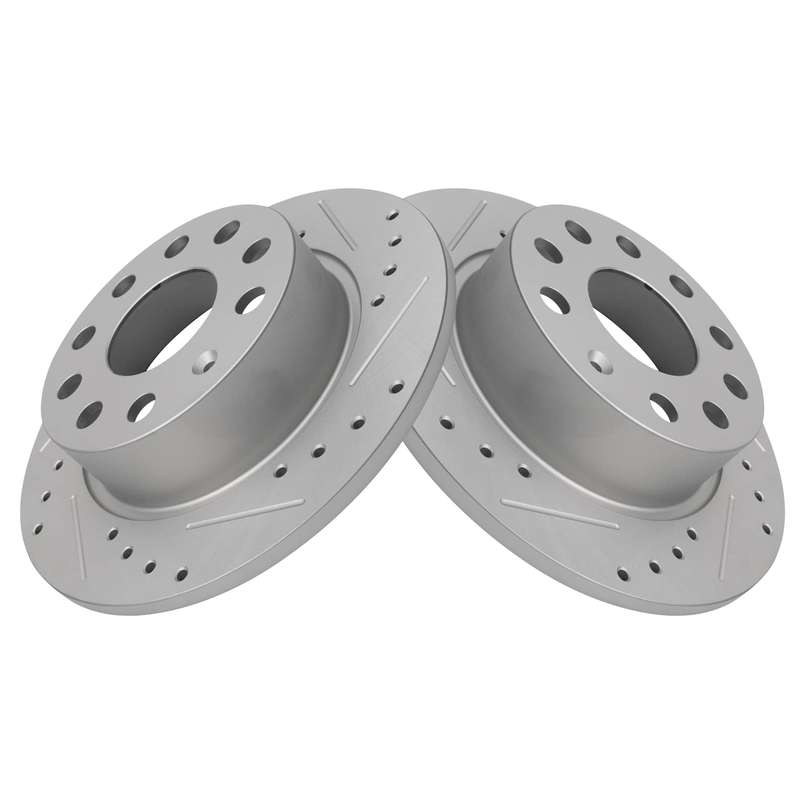 Trq Performance Rear Drilled Slotted Coated Brake Rotor Set For Vw Audi