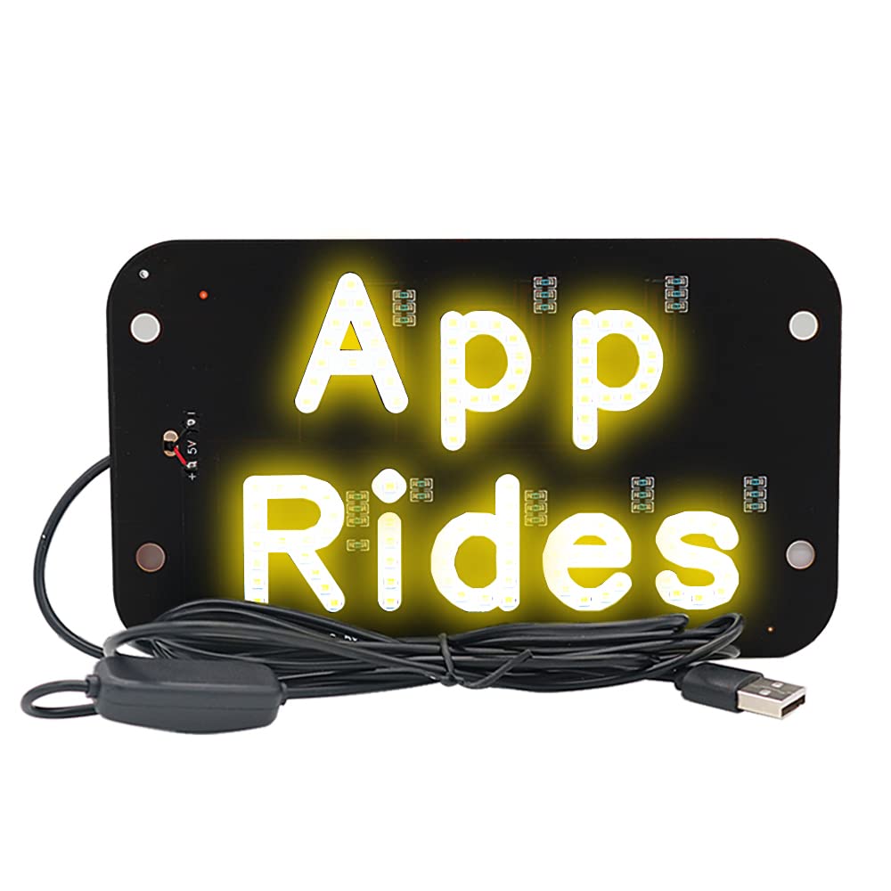 NSKANQI APP Rides LED Car Sign APP Rides Accessories - 7.5    x 4.25    - 6ft. USB Cable | Car Accessories Interior/Taxi Light (