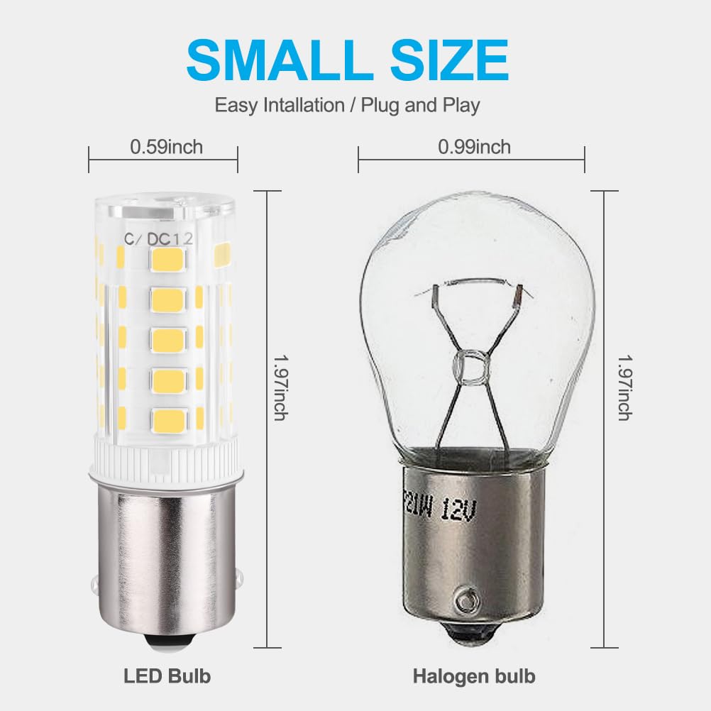 HRYSPN 1156 LED Bulb 12V/24V, BA15S Bayonet Base, Daylight White 6000K, Ceramic, 53*18MM, Ideal