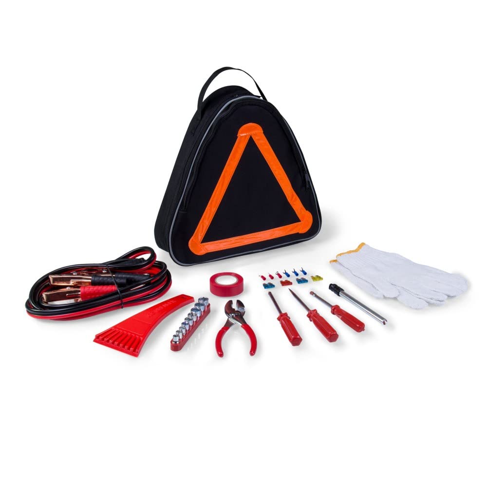 Picnic Time Nfl San Francisco 49Ers Roadside Emergency Car Kit, Auto Vehicle Safety Road Side Assistance With Jumper Cables And