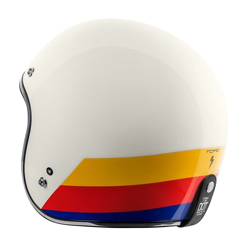 Torc T50/Del Mar Open Face 3/4 Motorcycle Helmet With Color/Graphic Dot Approved (Pearl White Full Tree, X-Small)