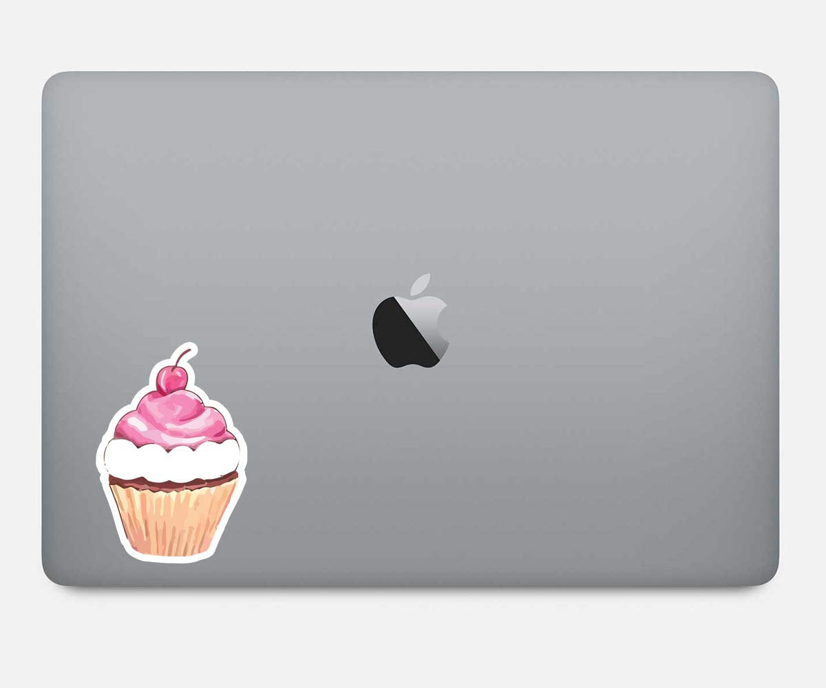 FunPopStickers Cupcake Car Decal - Vinyl Sticker for Car, Laptop, Window - 4" Multicolor Vinyl Decal