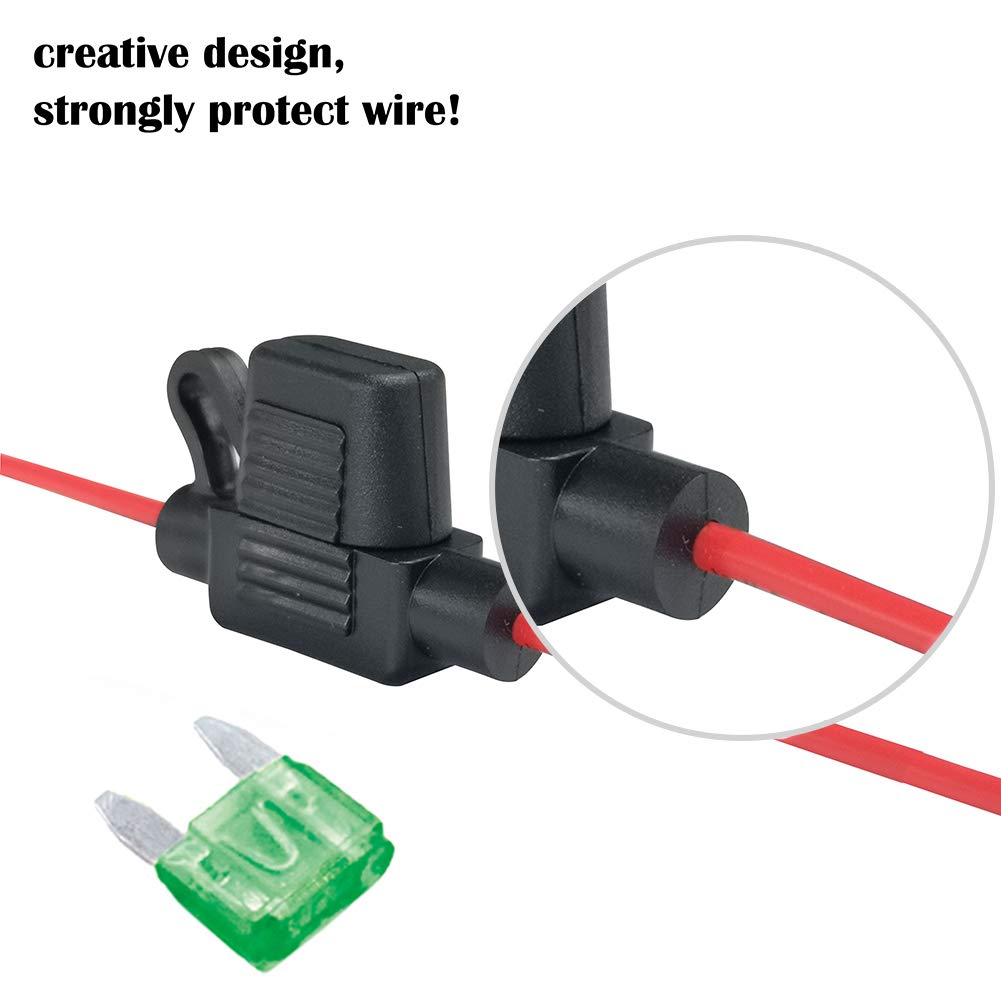 Vantronik Waterproof Inline Fuse Holder 3 Pack For Mini Fuse, 20 Gauge Awg Wire Ul1015, Fit Atm Blade Fuse, 12 Inches Long