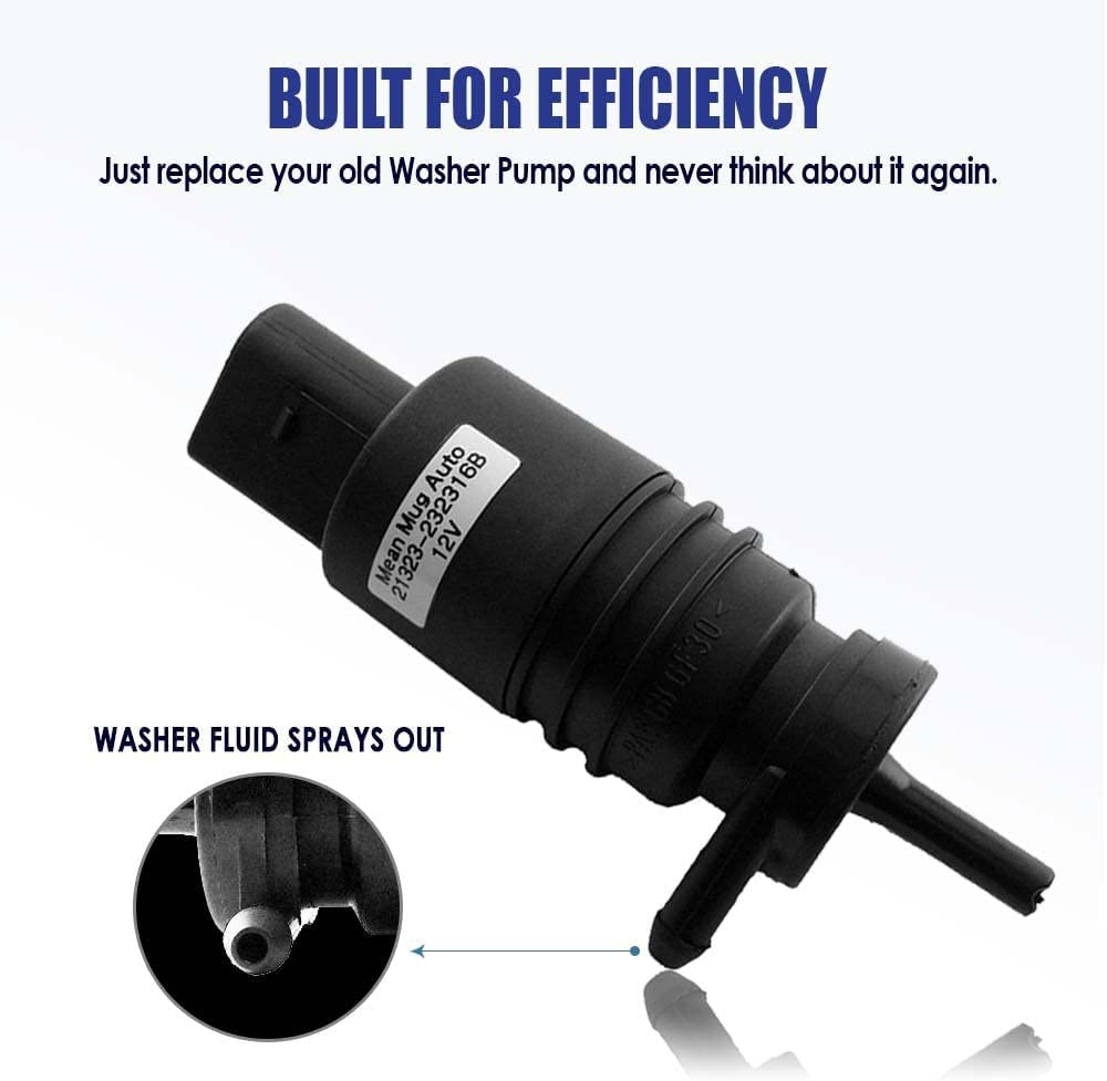 Mean Mug Auto 16212-216238A Windshield Washer Pump With Universal Washer Hose Kit- Compatible With Bmw, Audi, Mercedes-Benz - Re