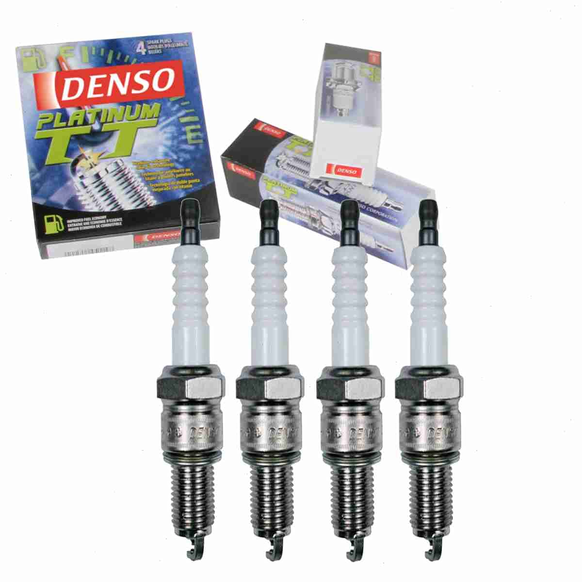 4 pc DENSO Platinum TT Spark Plugs compatible with Toyota Pickup 2.0L 2.2L 2.4L L4 1974-1995