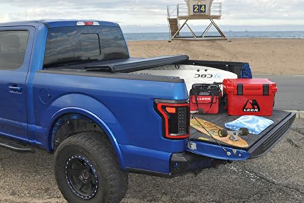 Leer Hf650M Quad-Folding Truck Bed Tonneau Cover, Fits Dodge Ram 1500, 2500, 2500Hd, And Ram Classic, Without 60/40 Tailgate, Years 2009-2018 And 2019, 6'4 Truck Bed, Black
