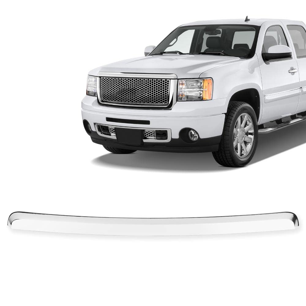 PIT66 Hood Molding Trim for 2007-2013 GMC Sierra 1500/2500 HD, Silver Metal, GM1235109