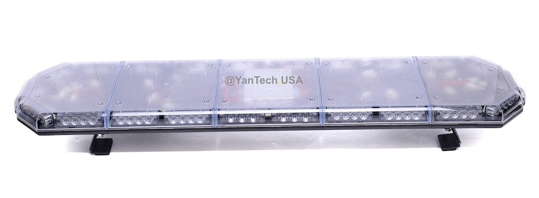 YanTech 56" LED Emergency Beacon Strobe Light Bar - Clear/Red/White, Aluminum, with Take Down & Brake Signal, USA Warranty