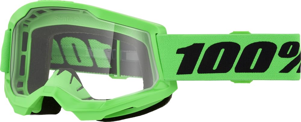 100% STRATA 2 Goggle Neon Green - Clear Lens