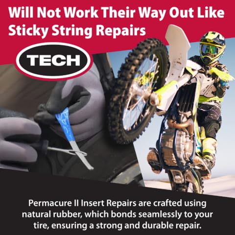 TECH Tire Repairs Permacure II Insert Plugs – Heavy-Duty Natural Rubber, 3-3/4" (95mm), Box of 50 for Tubeless Plug Kits