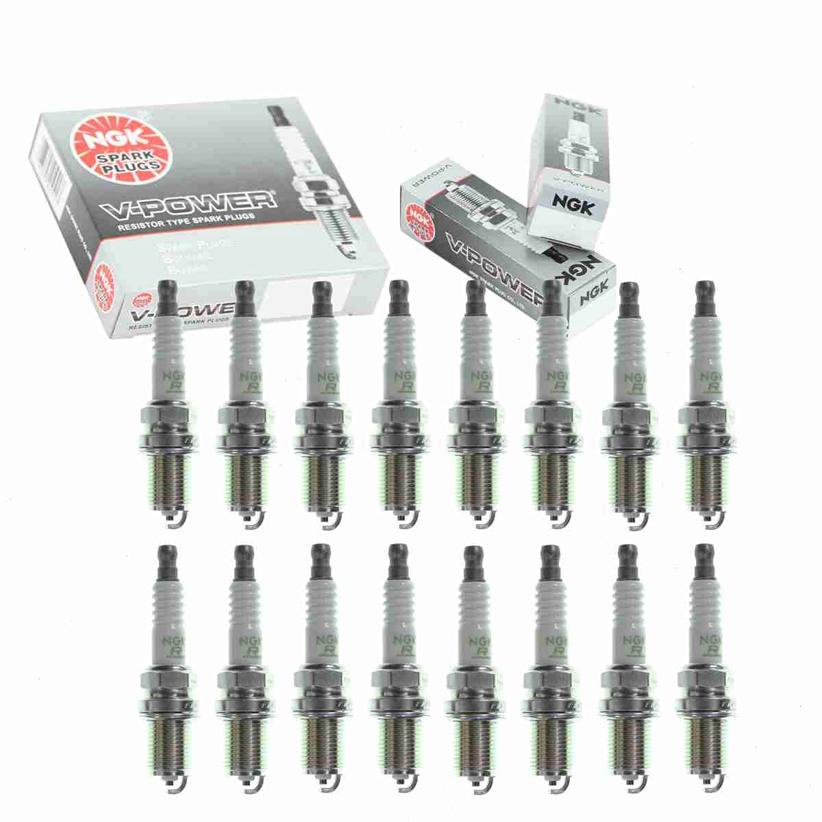 16 pc NGK V-Power Spark Plugs compatible with Mercedes-Benz E500 5.0L V8 2003-2006