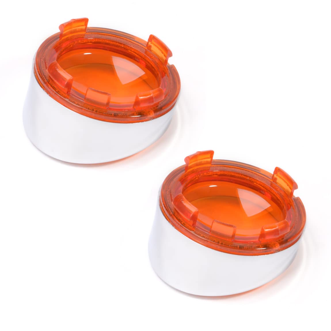 PBYMT Chrome-Yellow 2" Bullet Turn Signal Lens Cover - Yellow, Compatible with Harley Softail Dyna Road King Road Glide (4 pcs)