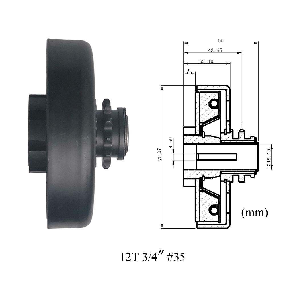 MOOSUN Centrifugal Clutch 3/4'' Bore #35 Chain 12 Tooth for Go Karts Mini Bike Replace Parts (12T Centrifugal Clutch with #35 Ch