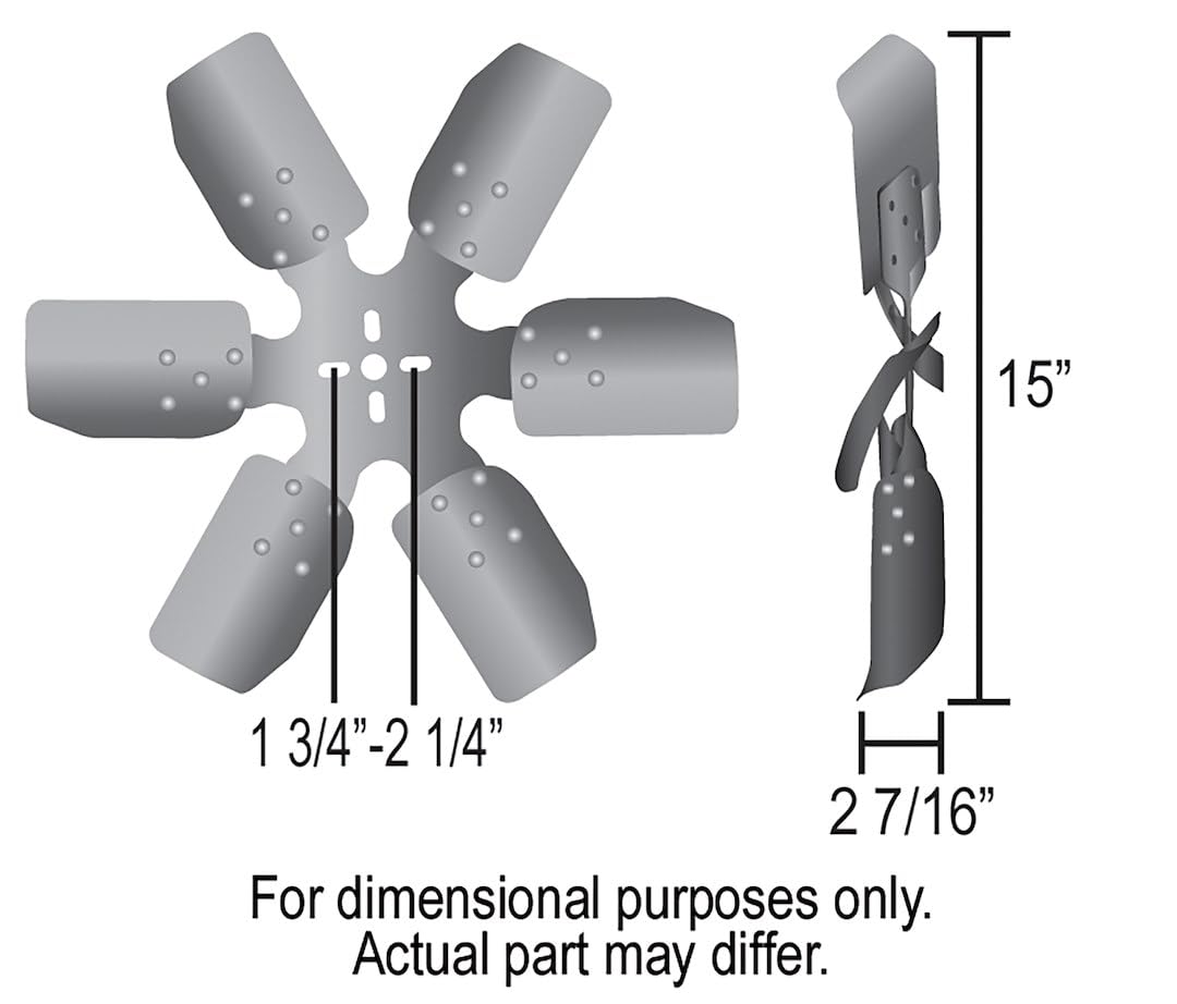 Derale 17315 Heavy Duty Fan Blade Series 1000 15 Steel Rigid Race Belt Driven Fan Standard Rotation , Black