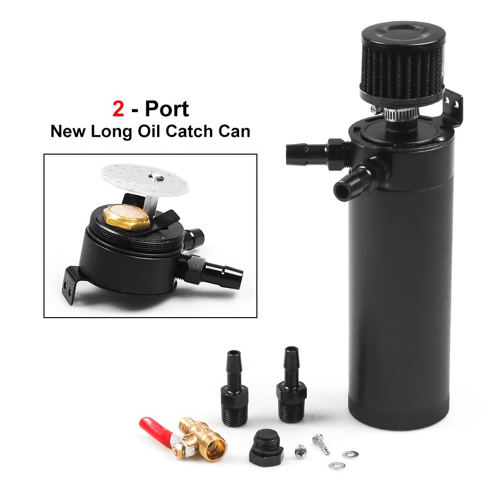Universal Billet Aluminum Baffled 2-Port New Long 750Ml Oil Catch Can Tank With Breather Filter Engine Mini Oil Separator