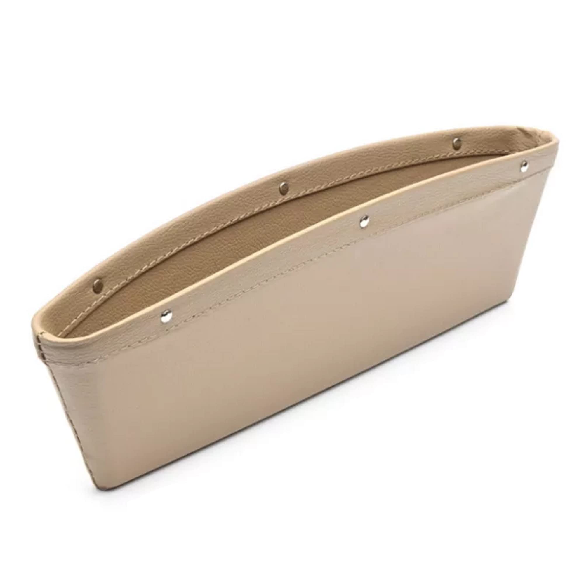 AUGEN Car Console Side Storage Organizer Universal Slim Seat Gap Filler Leather PU Pockets Card Mobile Holder Storage Box (Beige