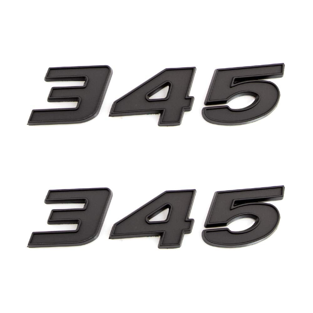 2Pcs 345 Emblems 3D Nameplate Premium Car Badge Decal Replatement For Challenger Chrysle 300C (Black)