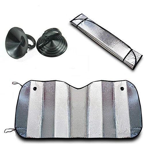 Kozdiko Car Front/Rear Foldable Silver Foil Sunshade UV Protection Curtain Film Compatible with Maruti Suzuki Ertiga (2018Prese