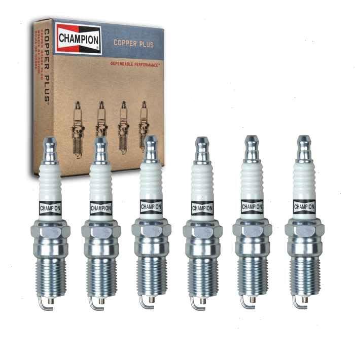 6 pc Champion Copper Plus Spark Plugs compatible with Pontiac Grand Prix 3.1L 3.4L 3.8L V6 1996-2008