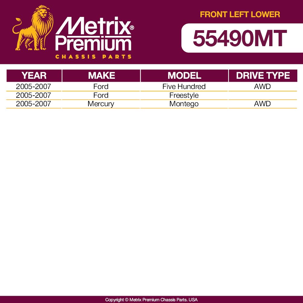 Metrix Premium Chassis Parts - Front Left Lower Control Arm W Ball Joint & Bushing Assembly Fits 05-07 Ford Five Hundred Awd, Fr