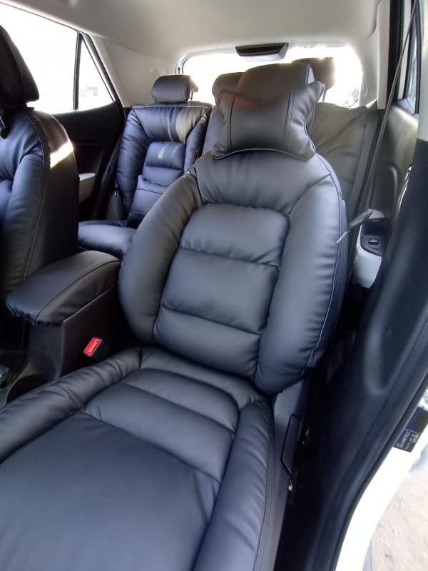 3D FRONTLINE PU Leather Puffy Series Black Car Seat Cover Compatible with Citroen C3